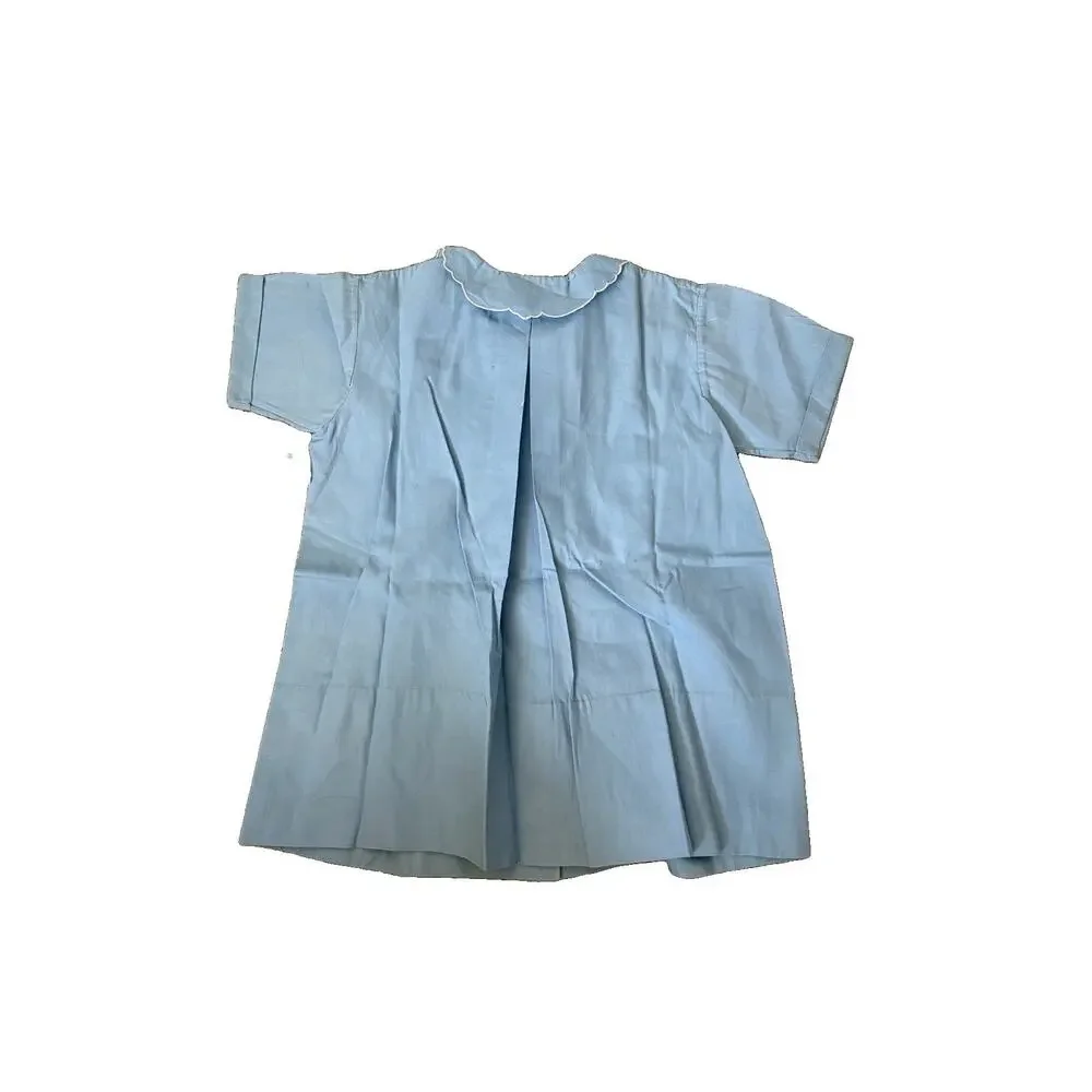 Vintage Philippine Handmade Baby Blue Embroidered Dress Size S 1 Year